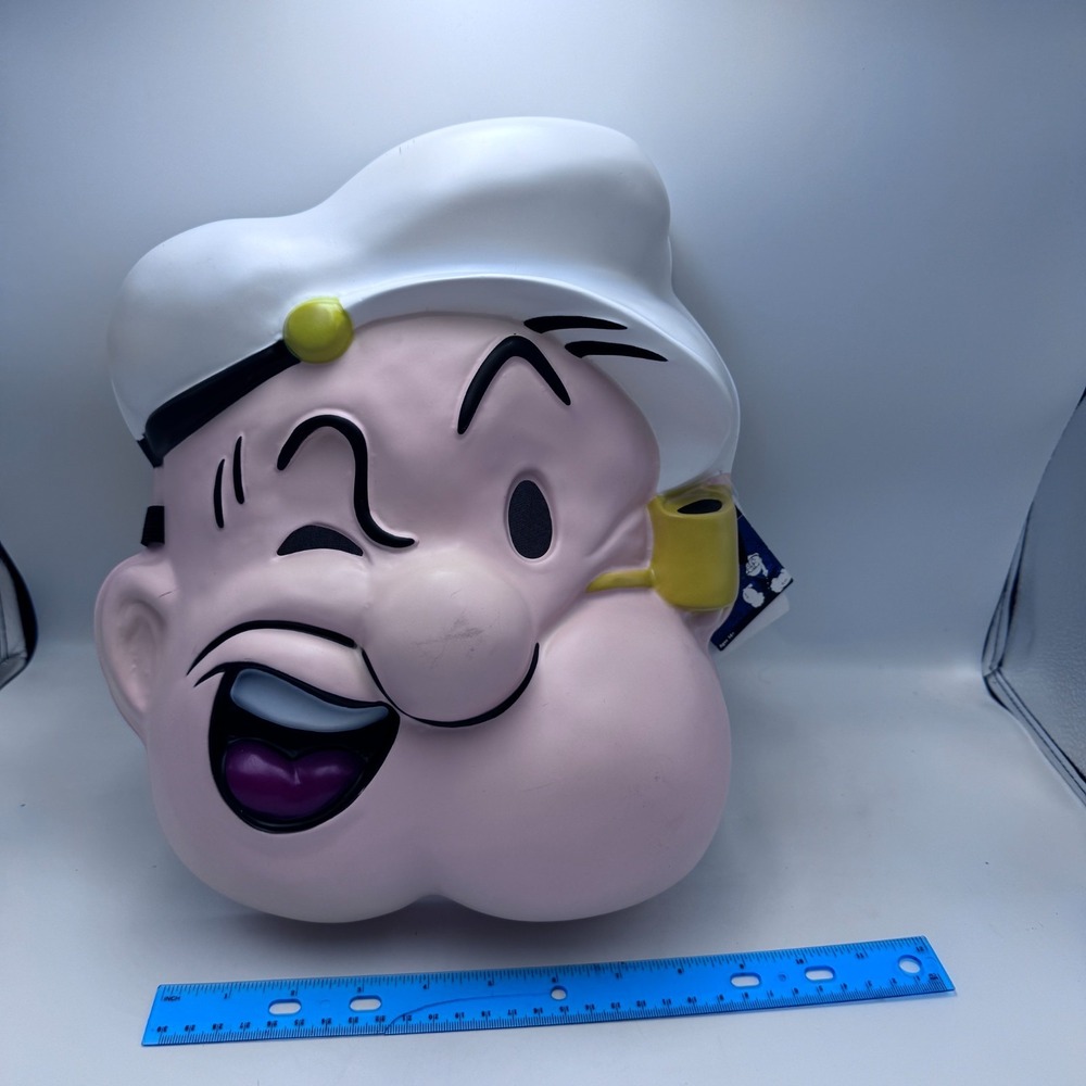 Popeye Full Head Mask Plastic Costume Fun World Sailor Hat Pipe Adult Vintage